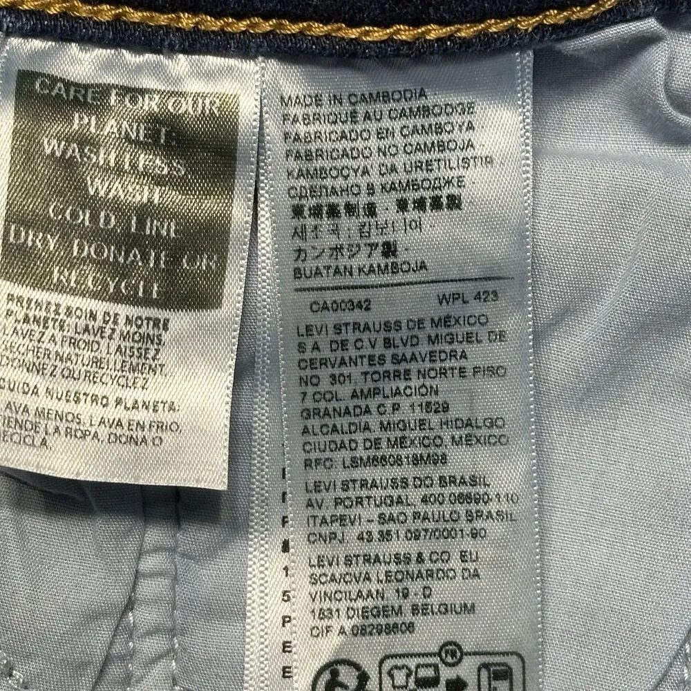 Levis 724 Womens 31x32 High Rise Straight Jeans Blue Stretch Dark Wash Denim EUC